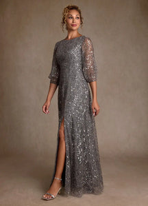 Steel Grey A-Line Sequins Dress