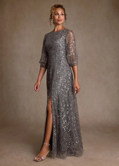 Steel Grey A-Line Sequins Dress