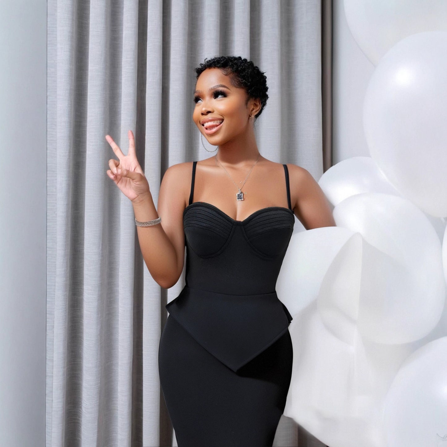 Spaghetti Strap Padded Hem Bandage Dress
