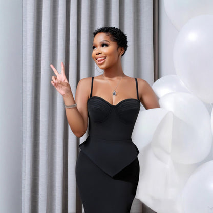 Spaghetti Strap Padded Hem Bandage Dress