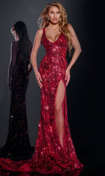 Sleeveless Long Sequin Prom Dress: Jovani 40755