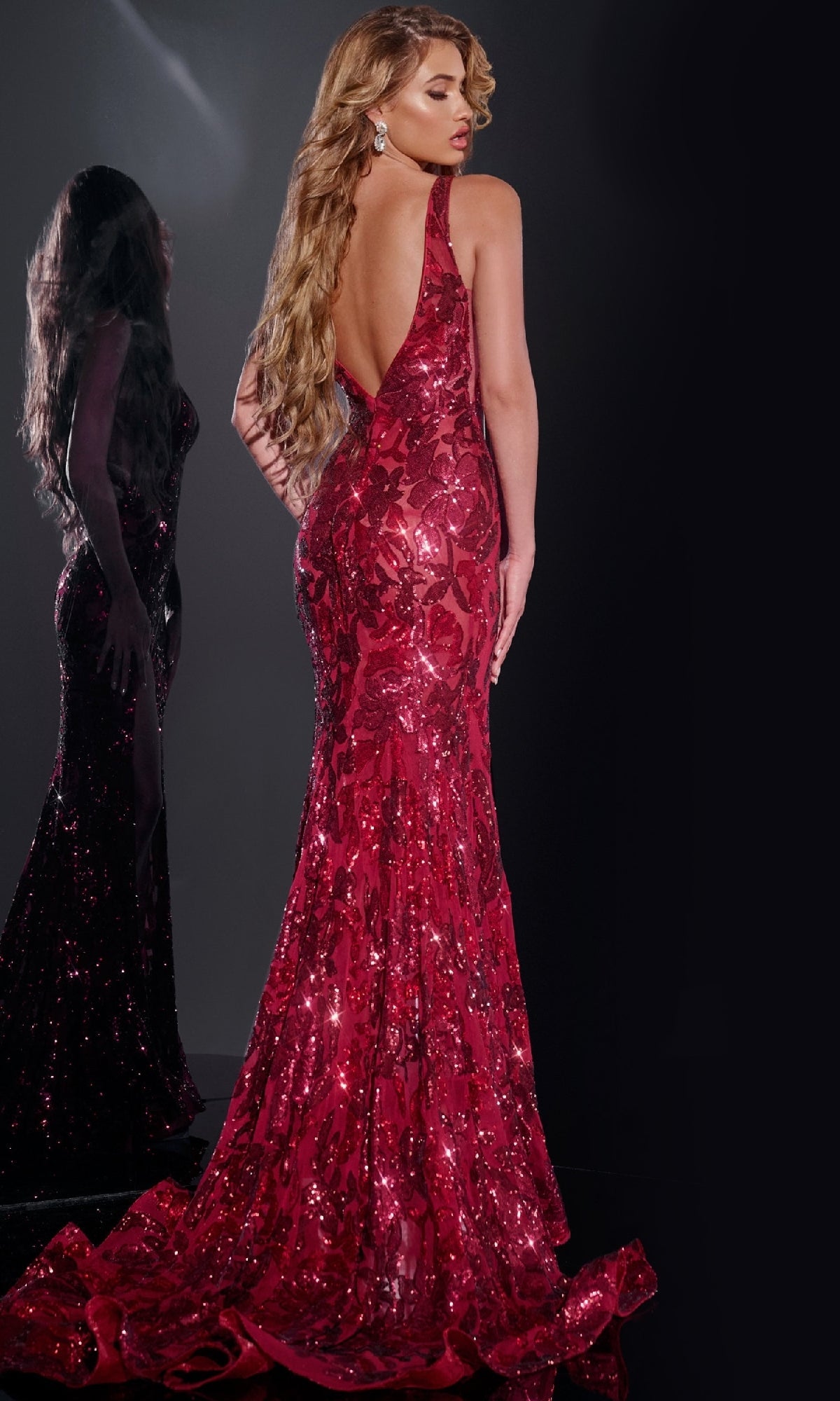 Sleeveless Long Sequin Prom Dress: Jovani 40755