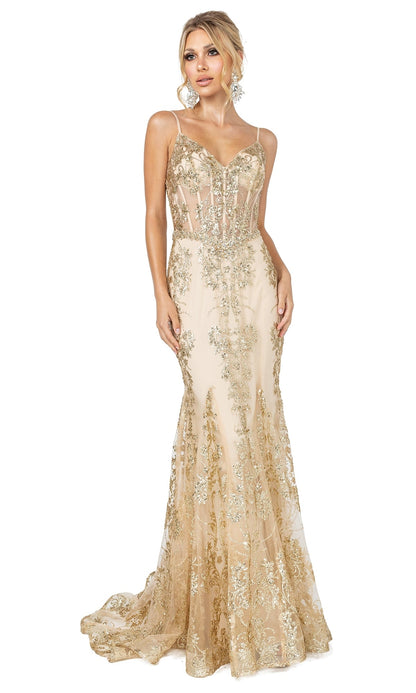 Long Sequined and Beaded Mermaid-Style Prom Dress