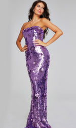Strapless Long Sequin Prom Dress: Jovani 42154