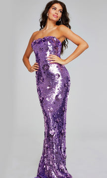 Strapless Long Sequin Prom Dress: Jovani 42154