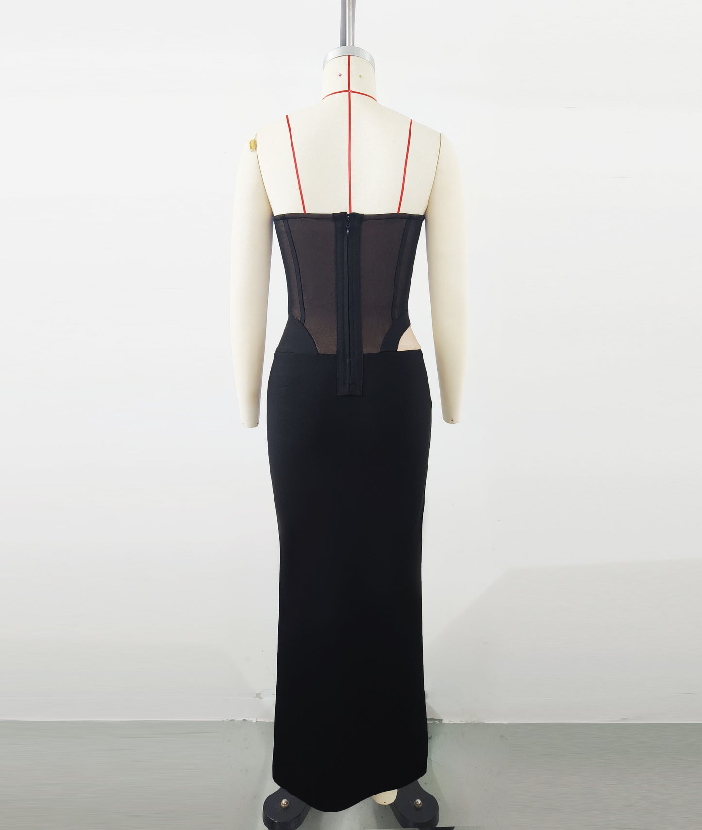 Women's Mesh Boned Panel Dress, Elegant Corset Bodycon Party Dress