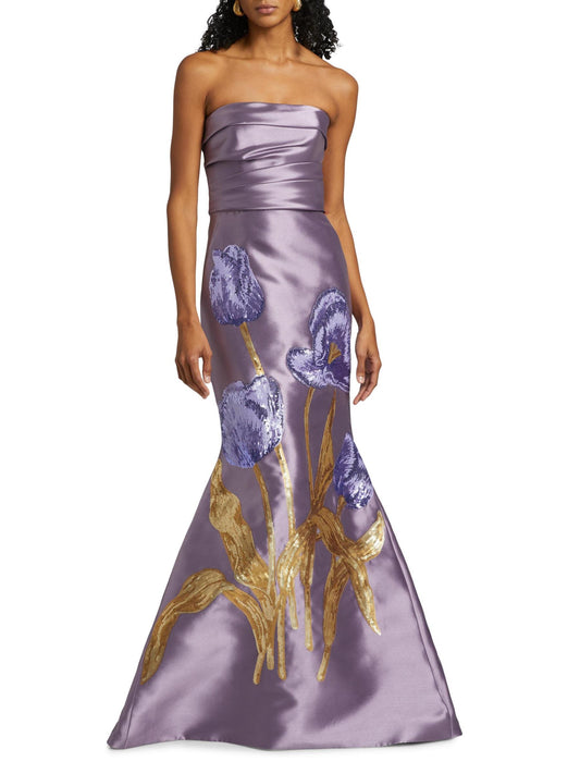 Sequin Floral Mermaid Gown