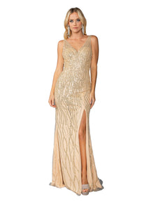 Long Sequin-Print Prom Dress: Dancing Queen 4418