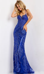 Lace-Up Long Sequin Prom Dress: Jovani 45901