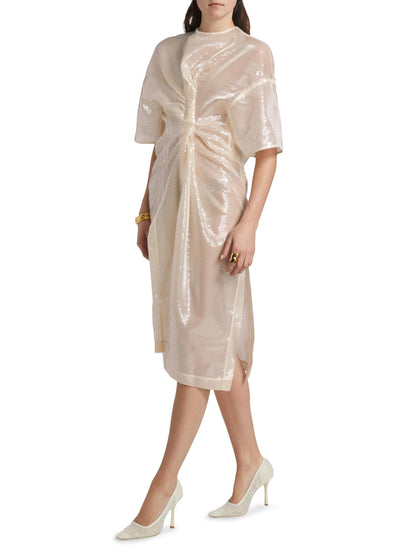 Knotted Sequin Midi-Dress