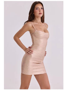 Women's Adjustable Strap Bandeau Glue Tape Mini Dress, Strapless Tube Top Bodycon Dress