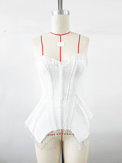 Women's Crystal Lace Two-Piece Set, Elegant Sexy Party Outfit