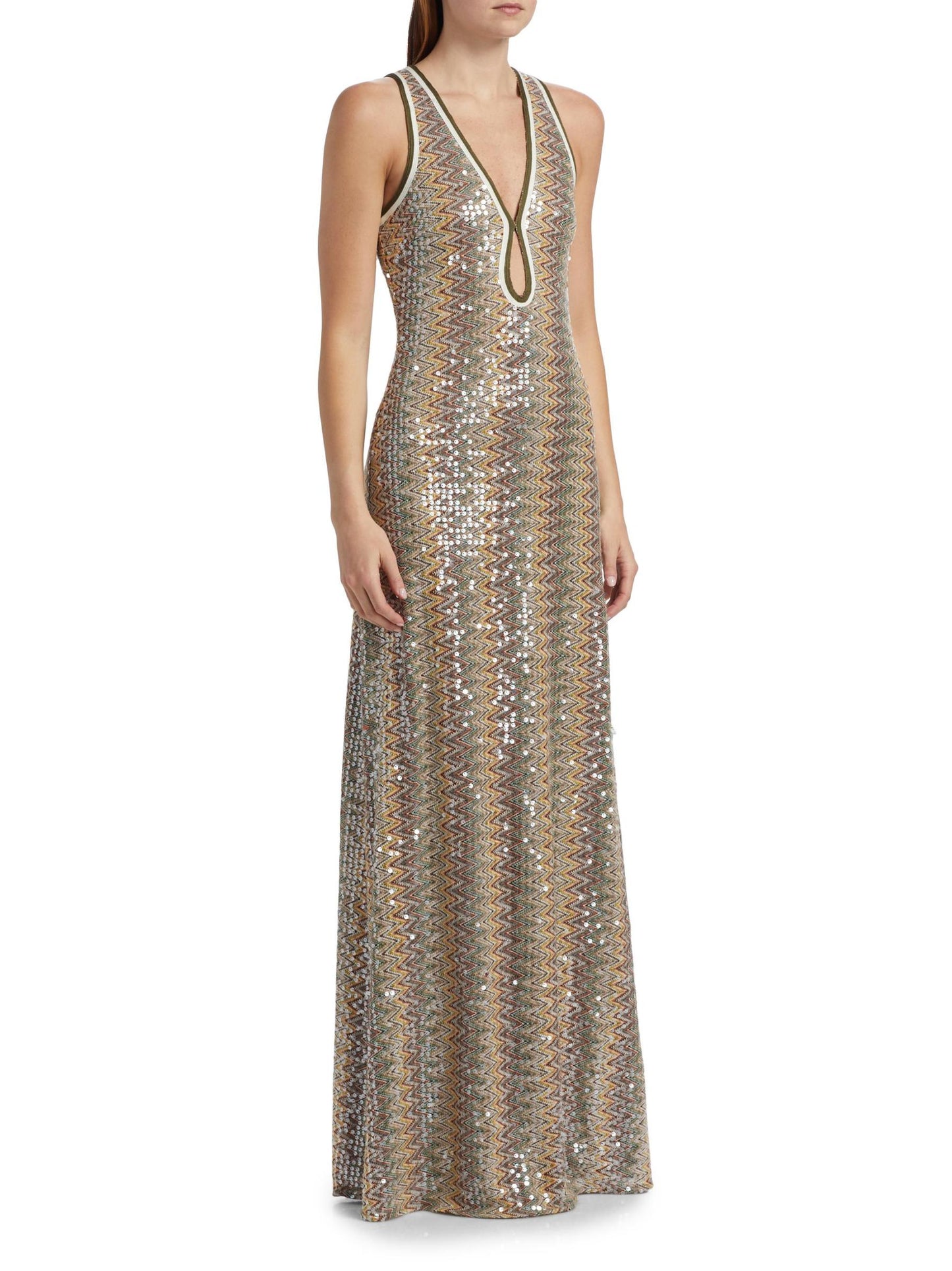 Lilia Sequin Chevron Knit Maxi Dress