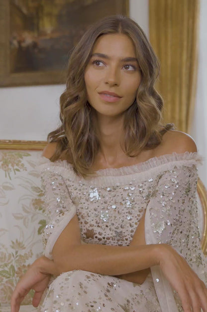 Shooting Stars Cape Ankle Gown