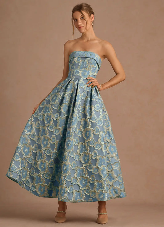 Florentine Lake Blue Maxi Dress 01