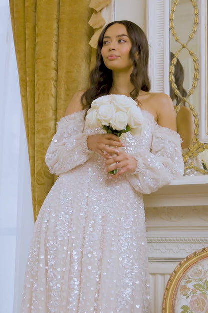 Confetti Gloss Off-Shoulder Gown