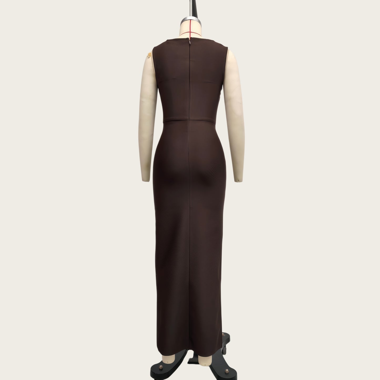 Brown Slit Spaghetti Strap Bandage Dress