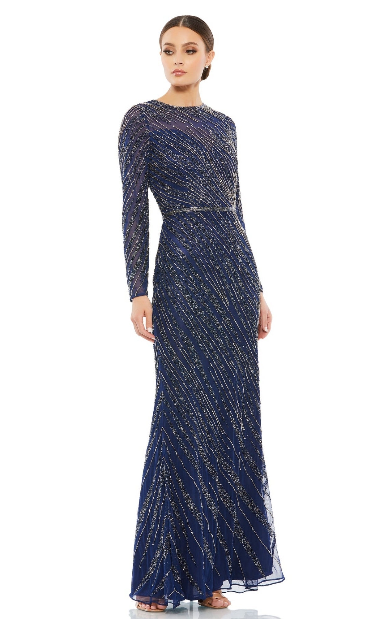 Long Sleeve Sequin Formal Dress: Mac Duggal 5240