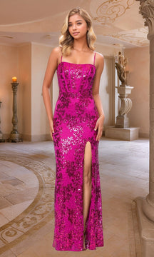 Hot Pink Sequin Prom Gown: Blondie Nites 5247BN