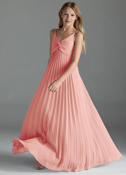 Rosette A-Line Pleated Chiffon Dress