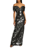 Sequin Tulle Off-The-Shoulder Gown