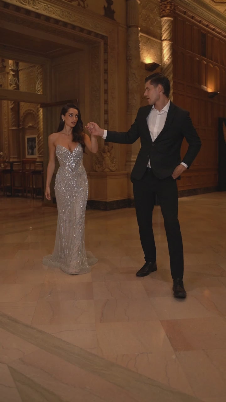 Strapless Long Sequin Prom Dress: Ladivine CC416