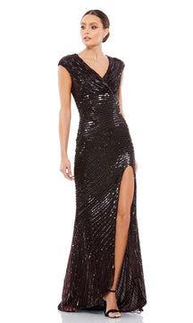Cap-Sleeve Sequin Formal Dress: Mac Duggal 5441