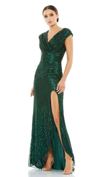 Cap-Sleeve Sequin Formal Dress: Mac Duggal 5441