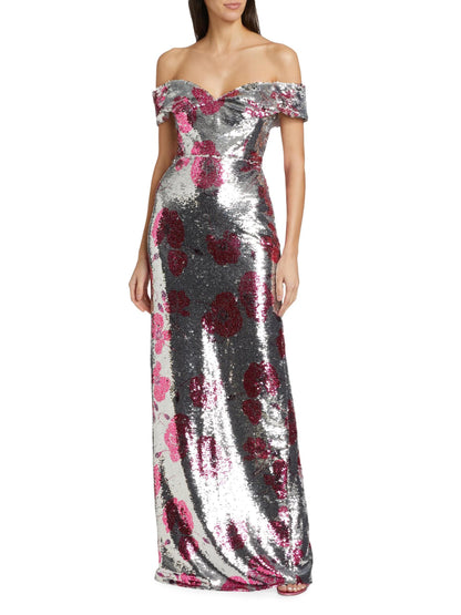 Estelle Sequin Off-The-Shoulder Gown