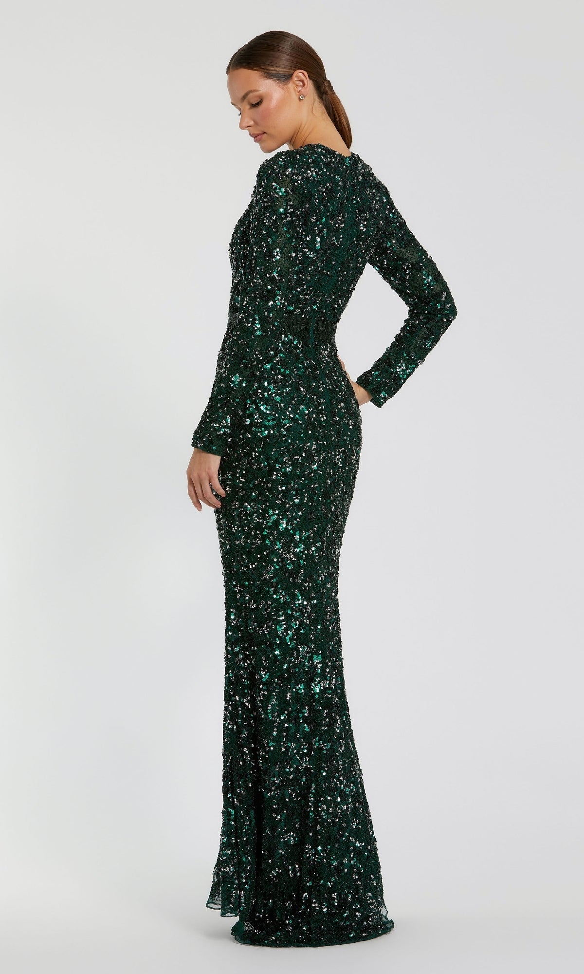 Long Sleeve Sequin Formal Dress: Mac Duggal 5453