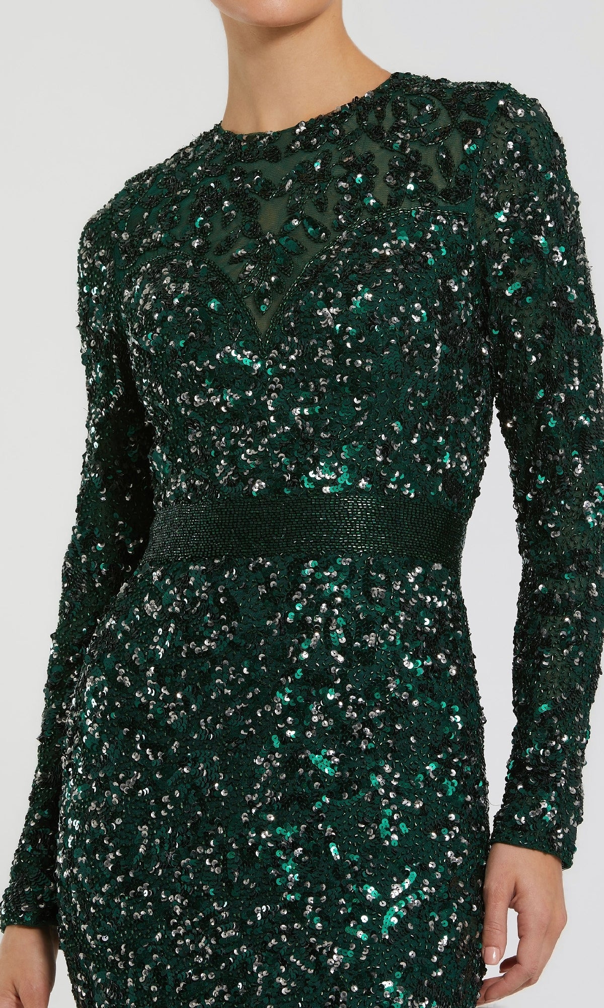 Long Sleeve Sequin Formal Dress: Mac Duggal 5453