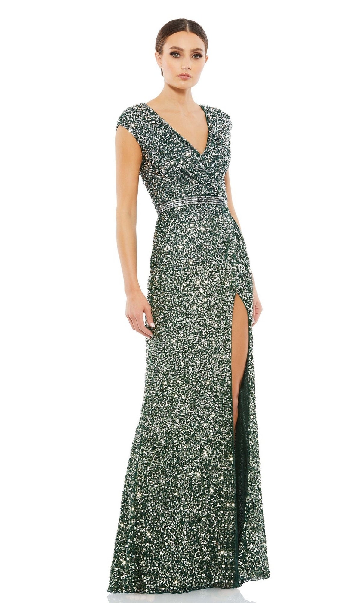 Beaded Long Green Formal Dress: Mac Duggal 5489