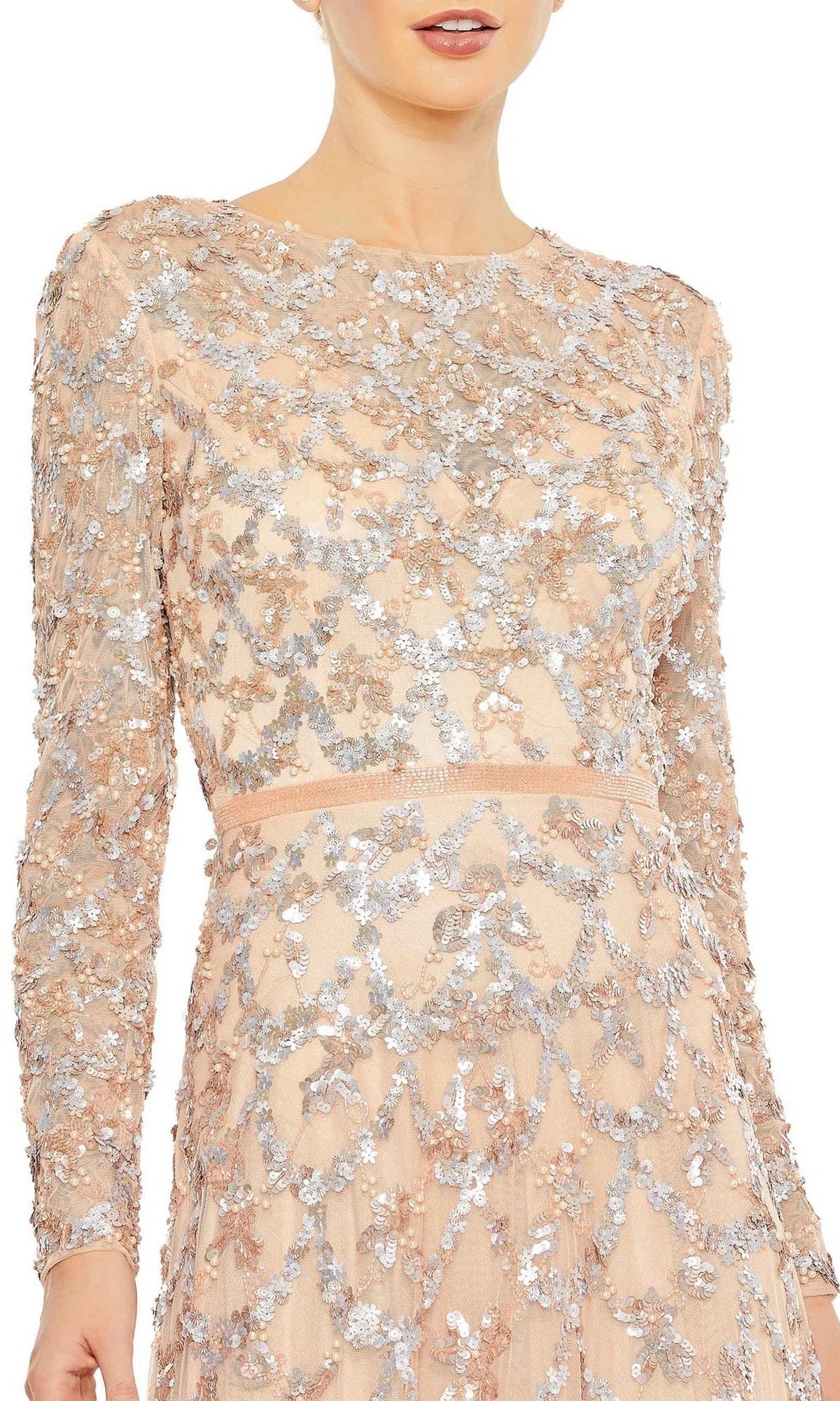 Long Sleeve Sequin Formal Gown: Mac Duggal 5496