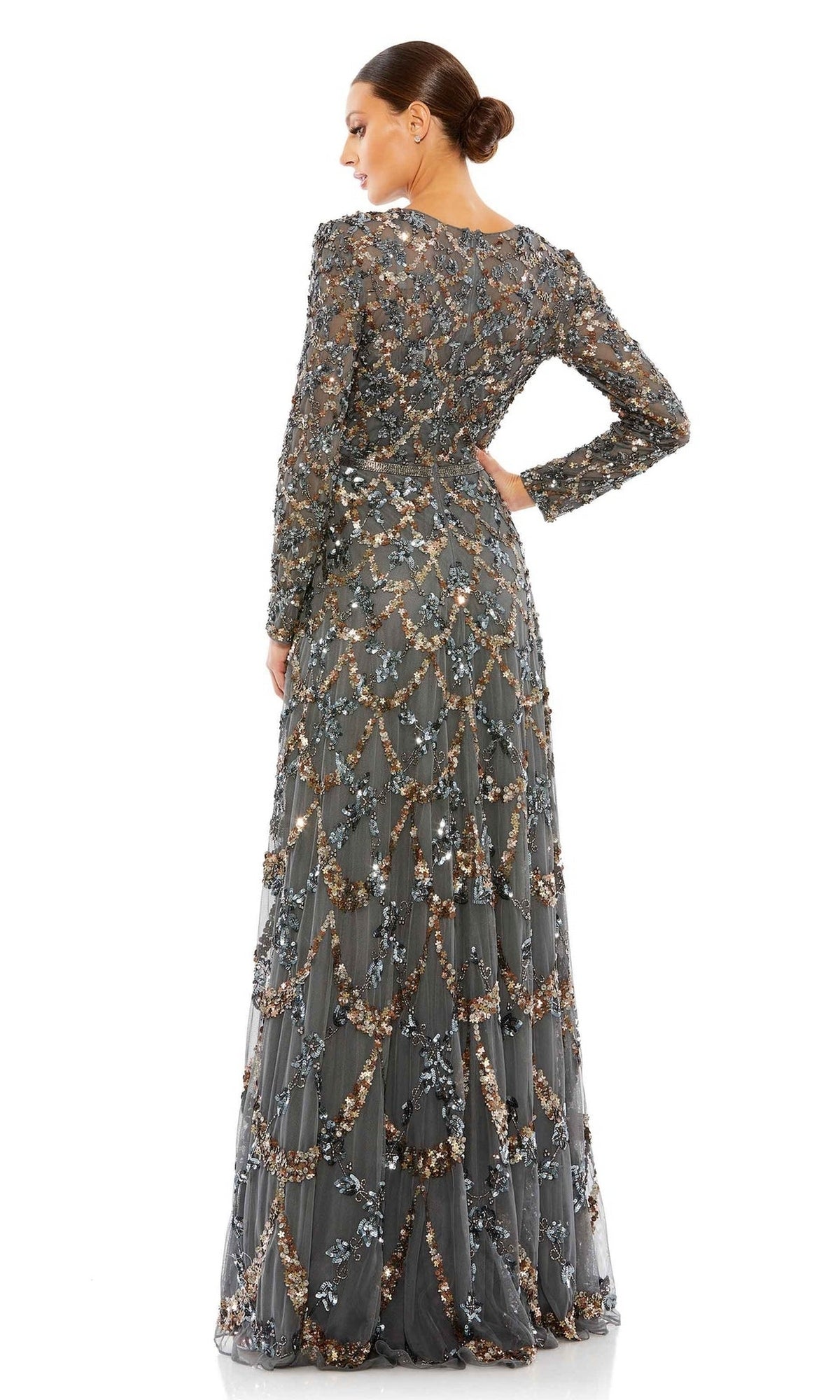 Long Sleeve Sequin Formal Gown: Mac Duggal 5496
