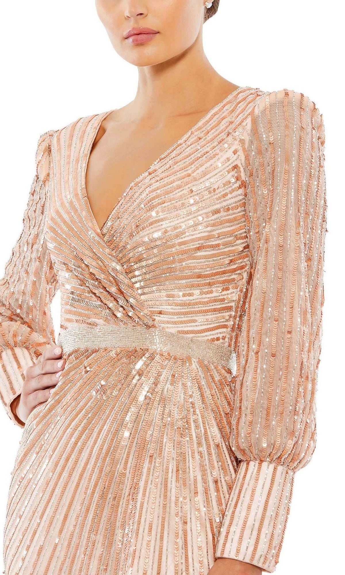 Long Sleeve Sequin Formal Dress: Mac Duggal 5501