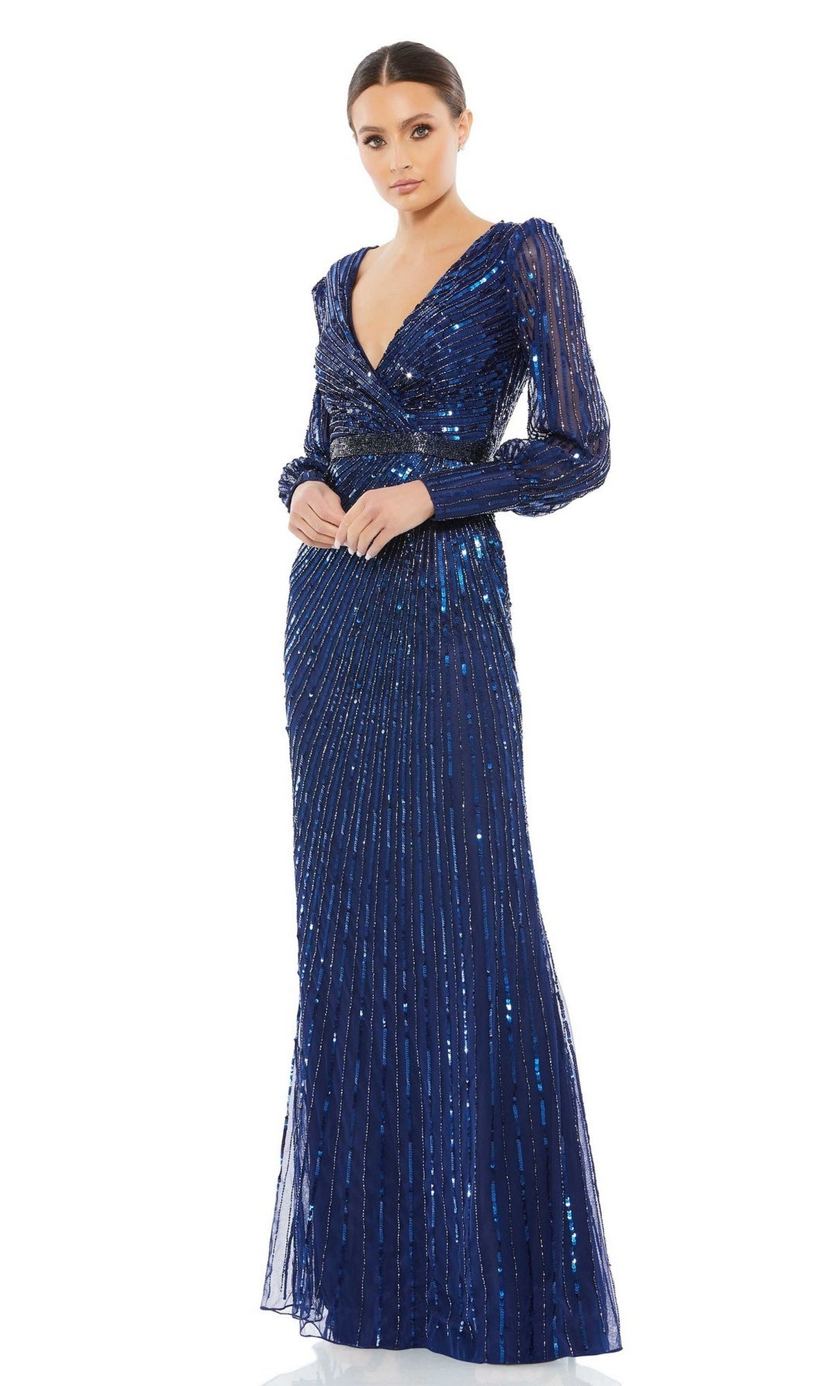 Long Sleeve Sequin Formal Dress: Mac Duggal 5501