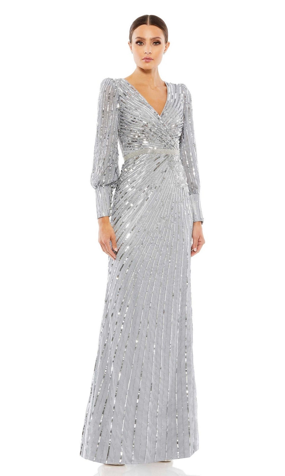 Long Sleeve Sequin Formal Dress: Mac Duggal 5501