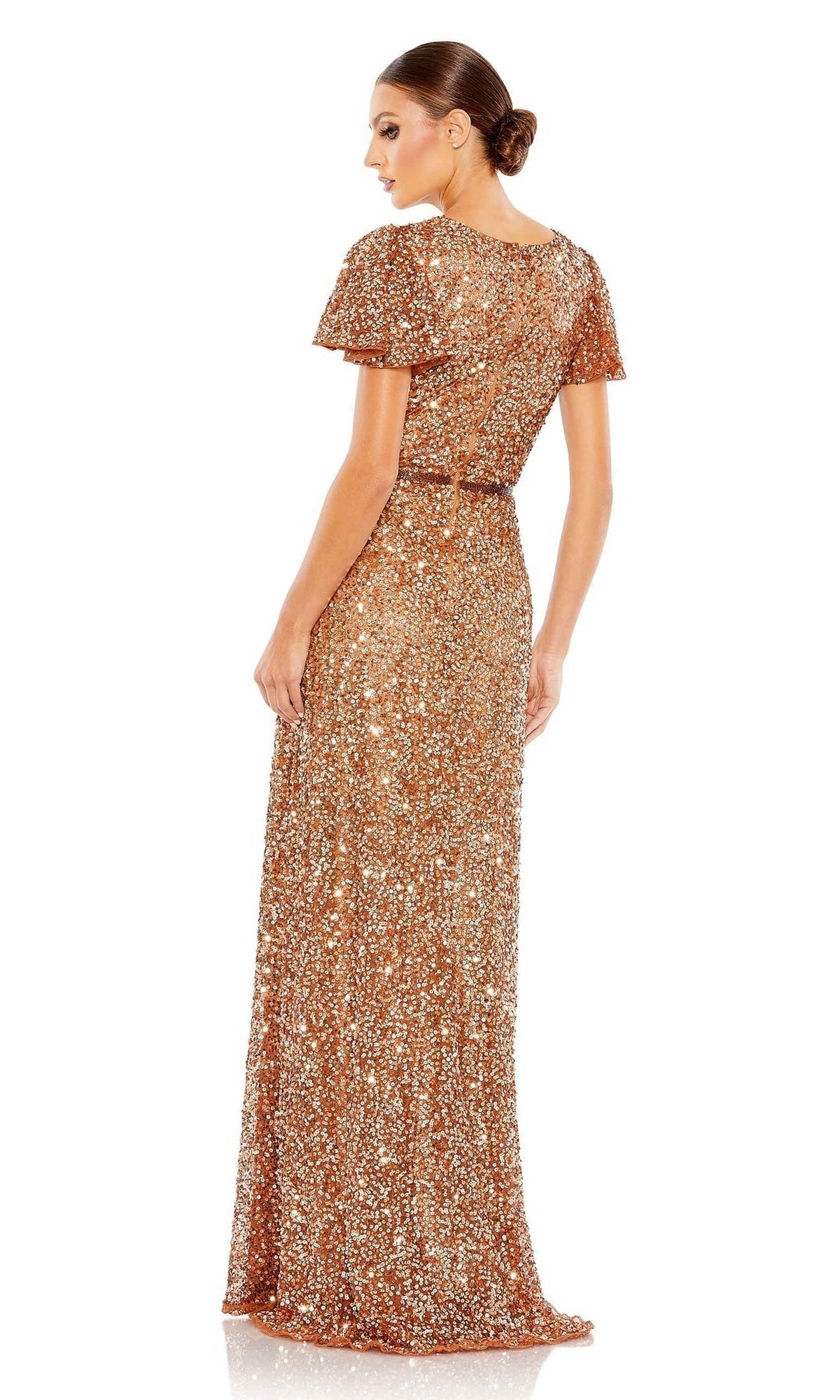 Short-Sleeve Sequin Formal Dress: Mac Duggal 5540