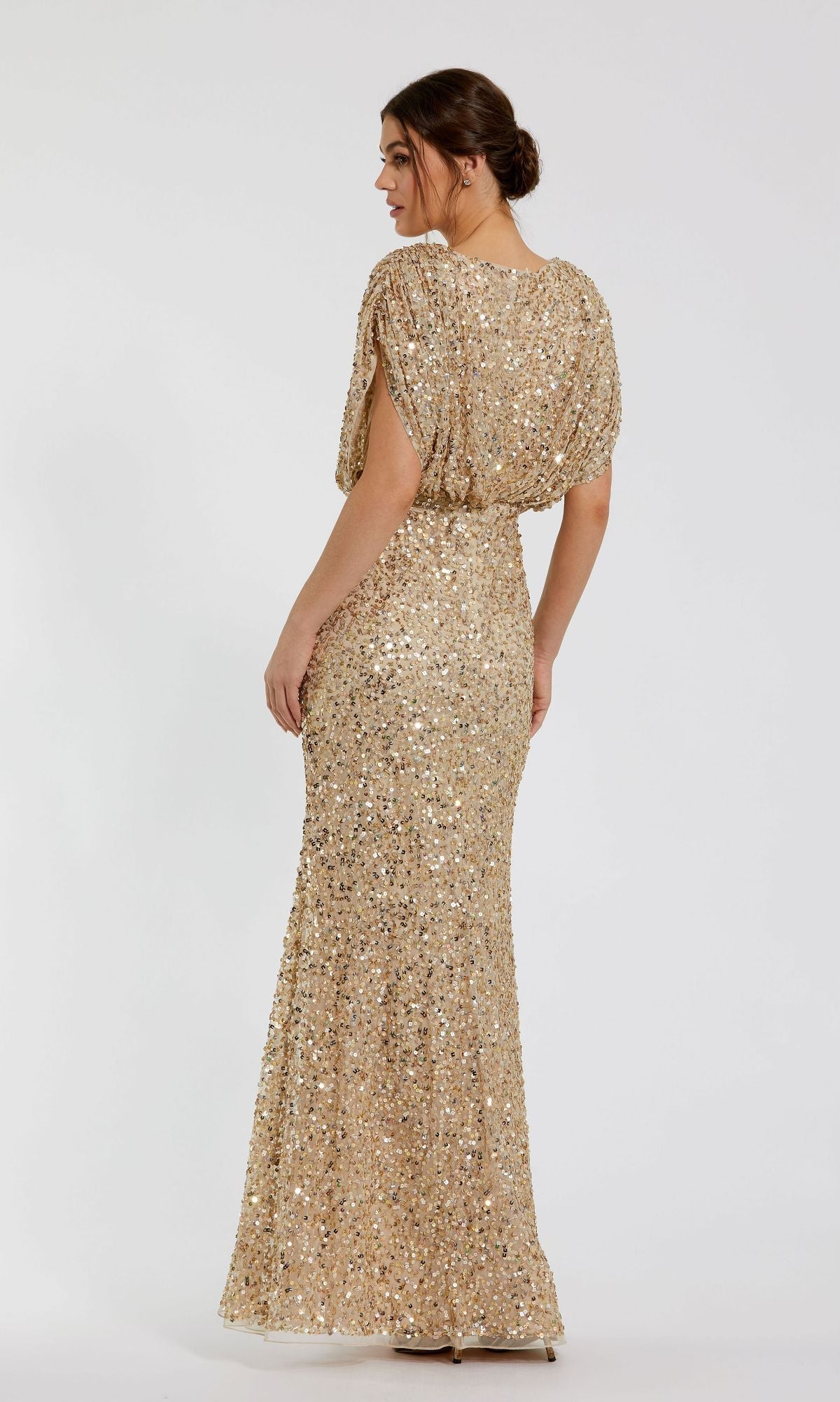 Short Sleeve Long Sequin Formal Dress: Mac Duggal 5640