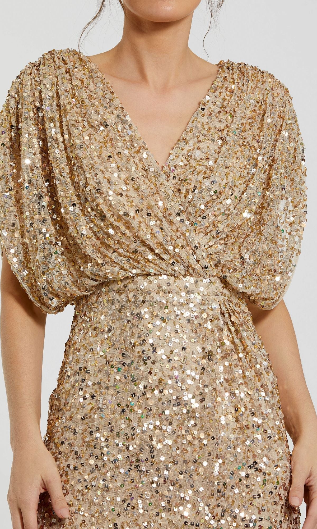 Short Sleeve Long Sequin Formal Dress: Mac Duggal 5640