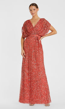 Short Sleeve Long Sequin Formal Dress: Mac Duggal 5640