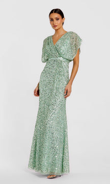 Short Sleeve Long Sequin Formal Dress: Mac Duggal 5640