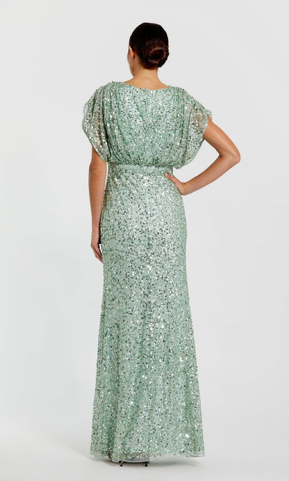 Short Sleeve Long Sequin Formal Dress: Mac Duggal 5640