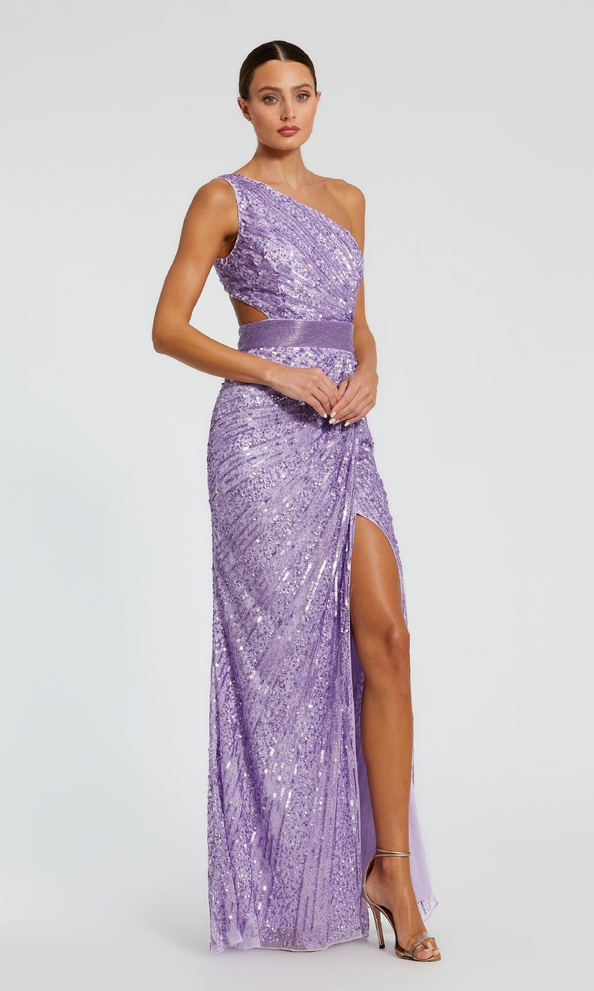 One-Shoulder Sequin Formal Dress: Mac Duggal 5687
