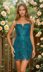 Short Sequin Teal Hoco Dress: Blondie Nites 5757BN