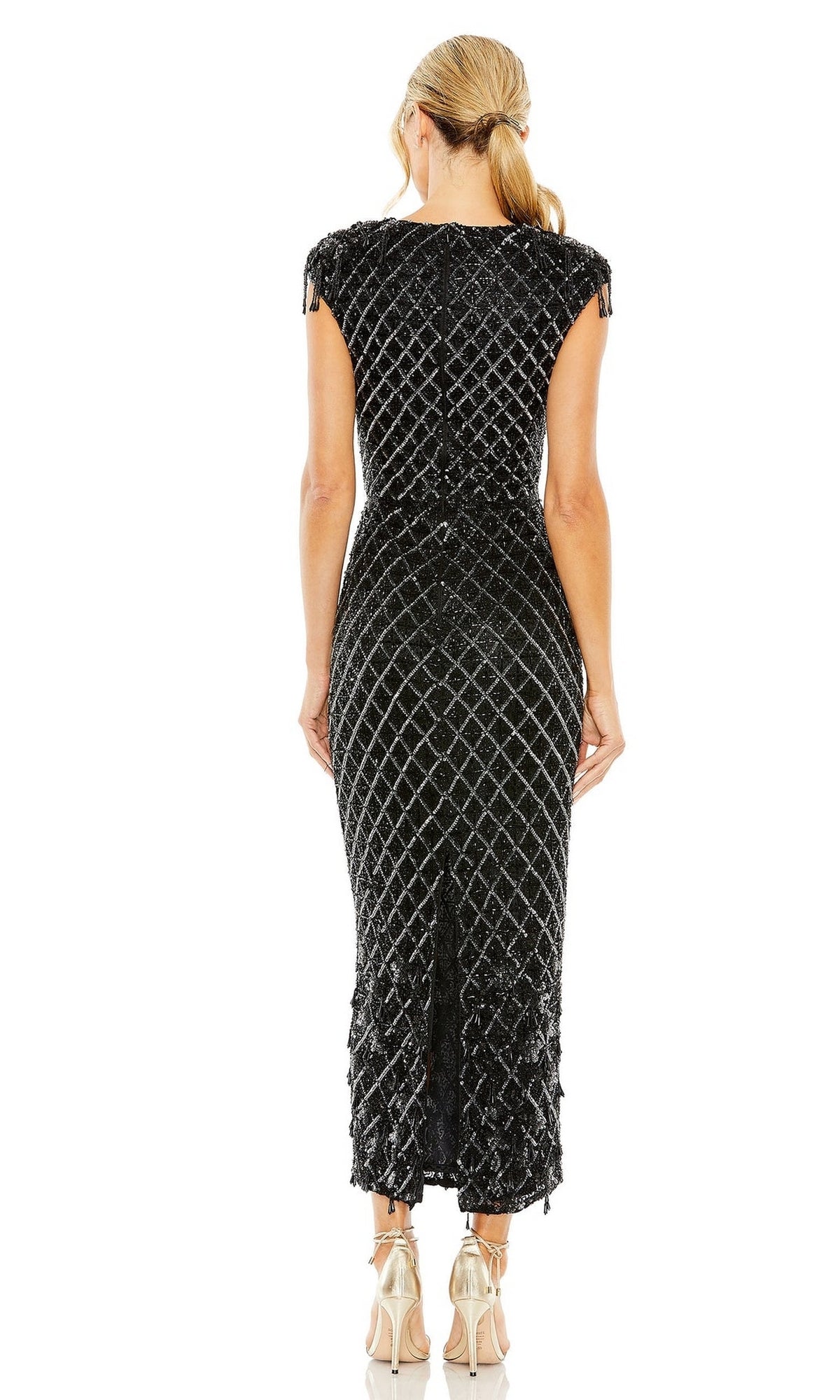 Beaded Black Midi Formal Dress: Mac Duggal 5776
