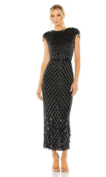 Beaded Black Midi Formal Dress: Mac Duggal 5776