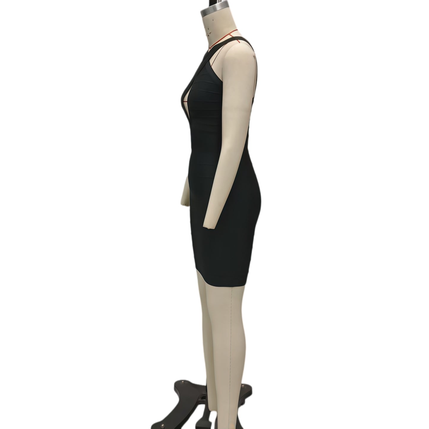 Black Criss-Cross Halter Bandage Dress, Sexy Cutout Slim Fit Bodycon Mini Party Gown