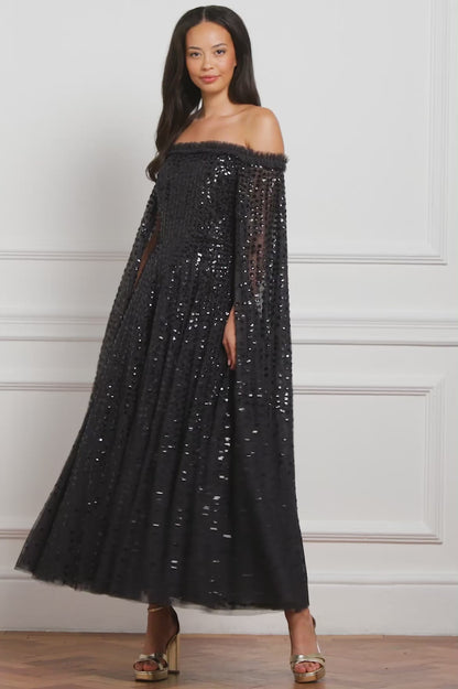 Raindrop Cape Ankle Gown