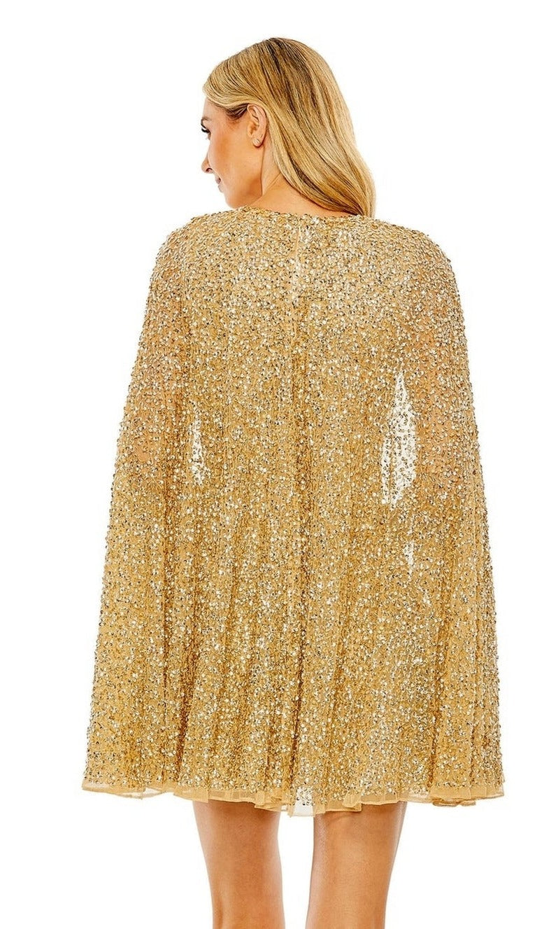 Short Gold Beaded Cocktail Dress: Mac Duggal 5931
